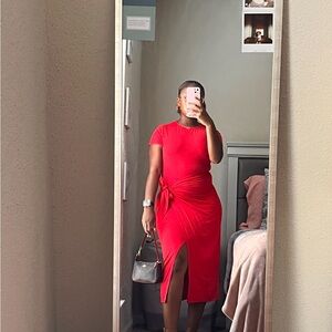 Red wrap dress